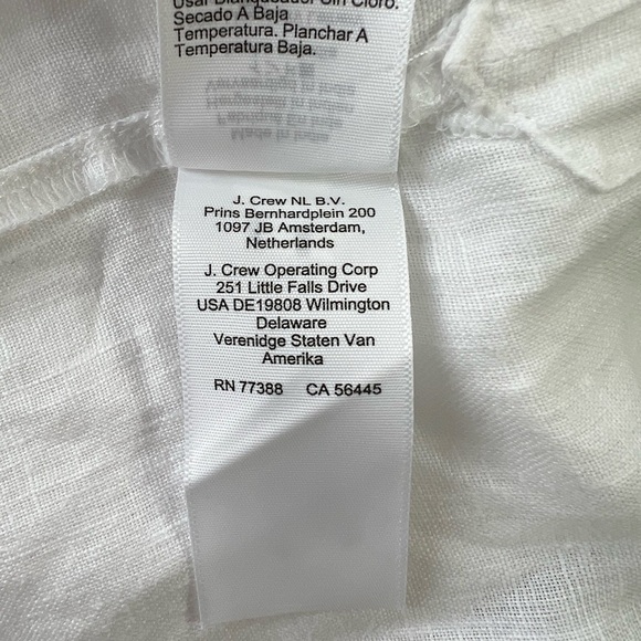 J. CREW Short Flutter Sleeve 100% Linen V-Neck Top in White, size S - Picture 7 of 9